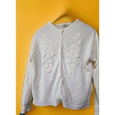 REP OF KOREA 50's 100% Virgin Acrylic Flower Embroidered Cardigan Small A99