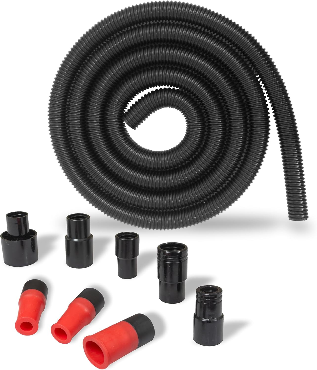 10 Foot Long Dust Collection Power Tool Hose Kit with 8 Attachments for Multiple