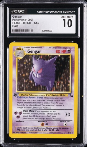Gengar (1st Edition) graded CGC 10 for sale on eBay