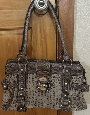 Guess Vintage Bag Y2K Monogram Womens Shoulder Buckel Logo Faux Patent Leather