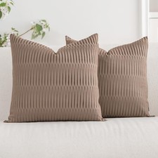 French Velvet Decorative Throw Pillow Covers 18x18 18" x 18" Pack of 2 Camel