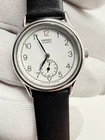 SEIKO 2G38-0050 Vintage Quartz Small Seconds Subdial White Dial Black Strap