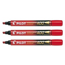 Pilot Set of 3 Permanent Markers SCA 400 Wide Bevel Tip Red