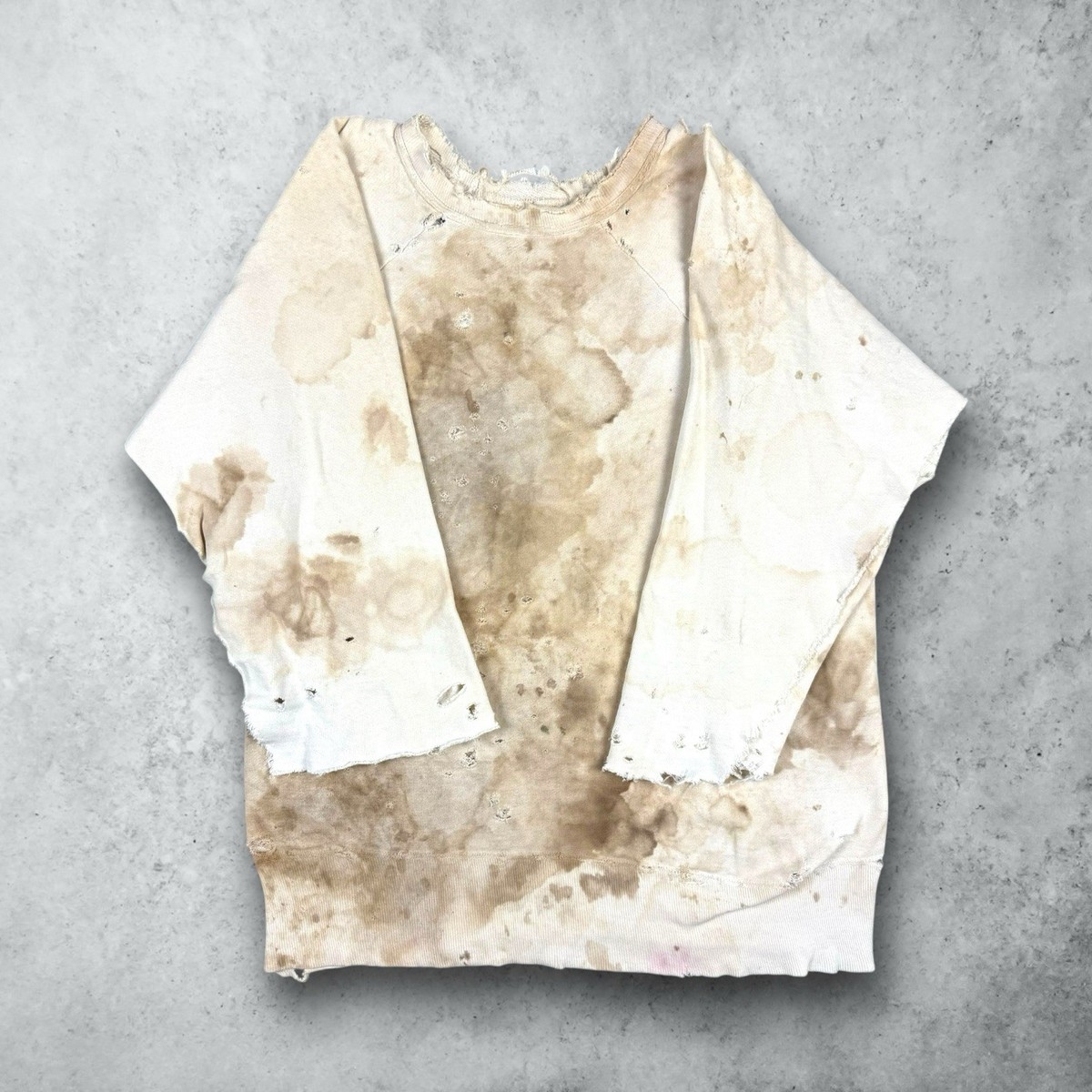 HANES WIND SHIELD 50s〜60s 半袖スウェット Vintage 50s Hanes Wind Shield Distressed Crewneck Sweatshirt White