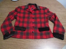 LIZ SPORT RED PLAID WOOL BLEND BUTTON UP BLAZER SIZE 6