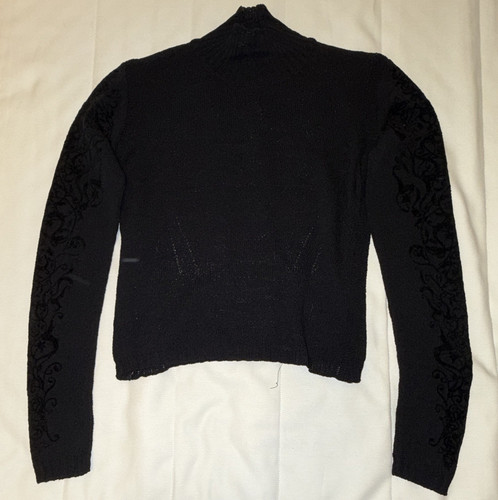 Dries Van Noten, Dries Van Noten Vintage Black Wool Blend Knit Mock Neck Long Sleeve Sweater S