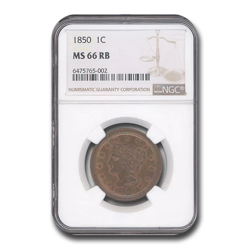 1850 Large Cent MS-66 NGC (Red/Brown)