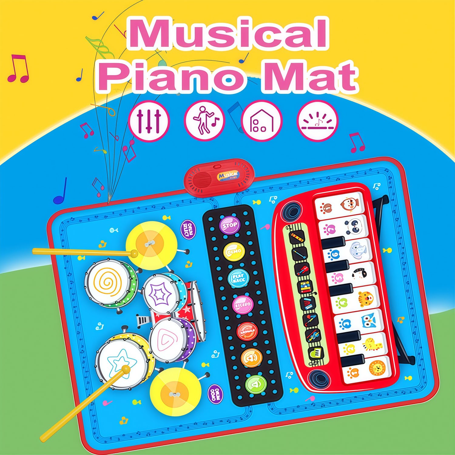 Child Baby Musical Mat Toy Floor Piano Keyboard Animal Blanket Early Education