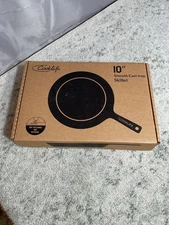 COOKLIFE 10" Lightweight Pre-Seasoned Smooth Cast Iron Skillet w/ Handle Cover