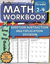 Math Workbook Grade 2 to 4 Addition, Subtraction, Multiplication, and Division P