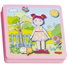 HABA Dress-up Doll Lilli Magnetic Game Box - 54 Magnet Pieces and 4 Backgrounds