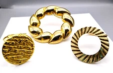 Vintage Basic Scarf Clip Lot, 3 Elegant Minimalist Shawl Slide Bundle