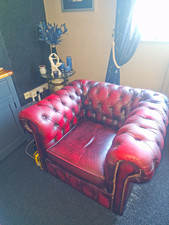 Red Leather Chesterfield Tufted Armchair 1 Seater 100x85x65 cm