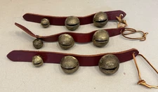 MBPS Vintage Brass Sleigh Bells On Leather Strap