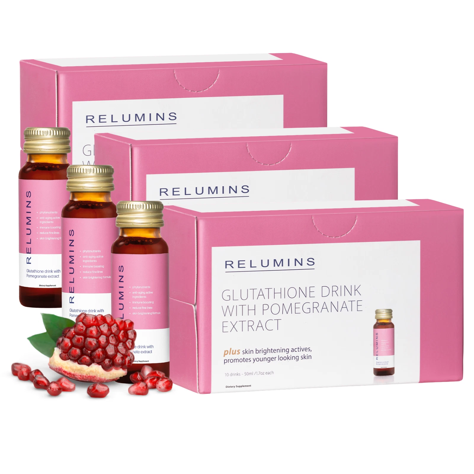 Relumins No. 1 Glutathione Drink in USA, Fast Absorption - 50mL x 30 Bottles
