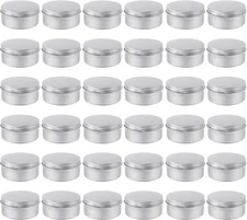 Moretoes 36pcs Tin, 4oz Metal Round Tins, Aluminum Empty 120 ml, Silver 
