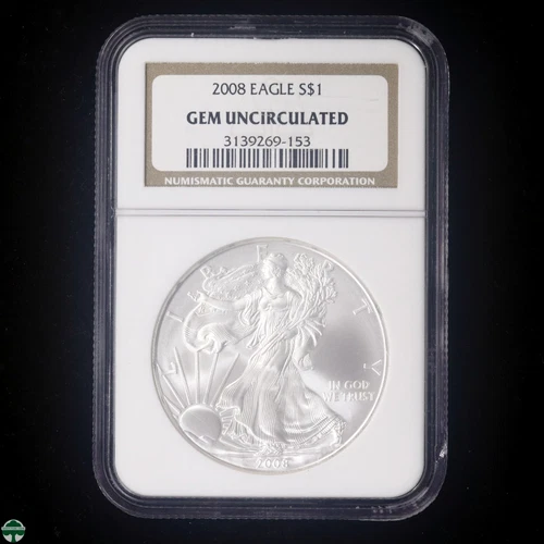 2008 American Silver Eagle NGC GEM UNCIRCULATED - Frosty White