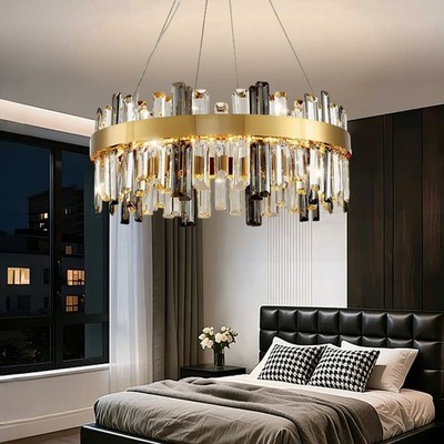 Modern Kronleuchter Kristall Leuchte Gold Oval Kristall Pendant Light Fixtures