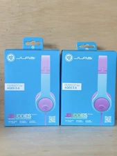 Lot 2-JBuddies 2 Generation Folding Kids Wired Headphones - Pink/Teal Ages 2-8