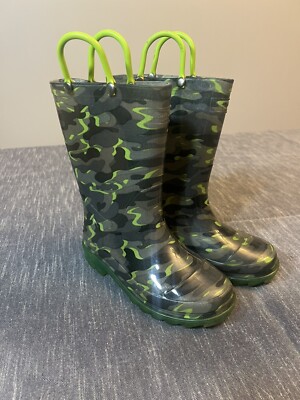WESTERN CHIEF Kids Rain Boots Surf Camo LIGHT UP Toddler Size 11