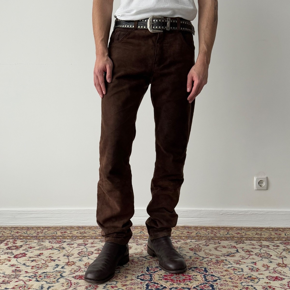 1970s Vintage Men's Levi’s Cowboy Cowhide Suede Brown Pants Size 32