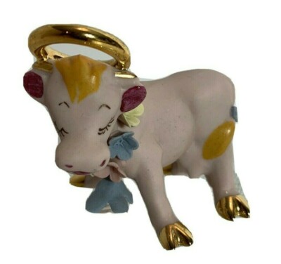 Vintage Walker Hagen Renaker 1950s Pink Bisque Holy Cow Figurine As Is