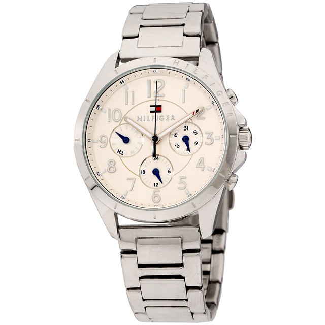 Tommy Hilfiger Metallic Silver Dial Black Leather Ladies Watch 1781596 For Sale Online Ebay