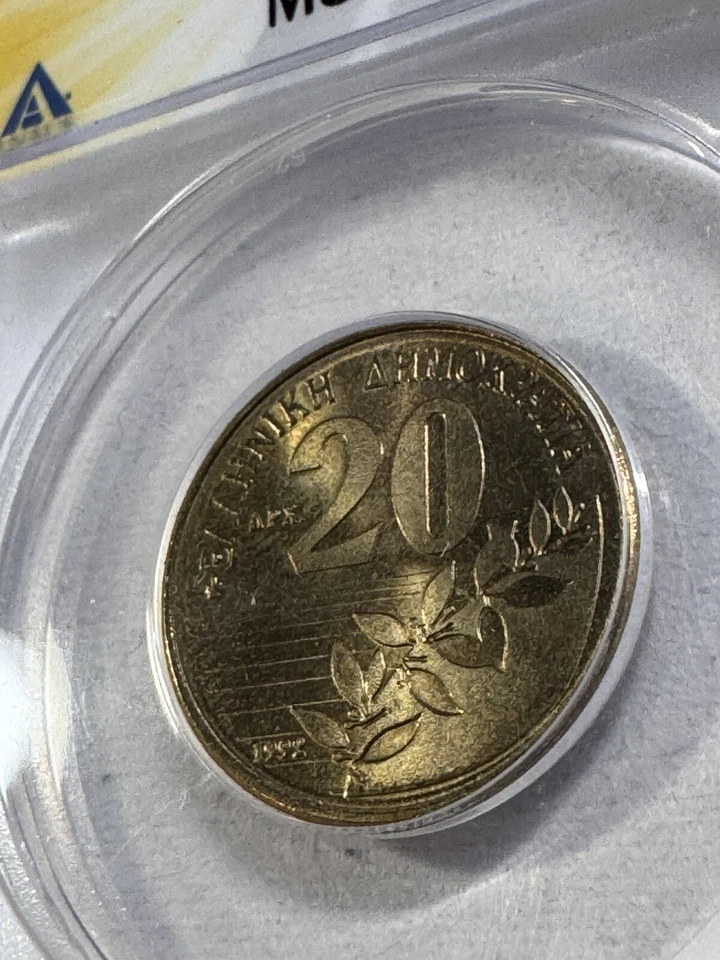 1992 Greece 20 Drachmes Graded MS 65 by ANACS - Image 3 of 4