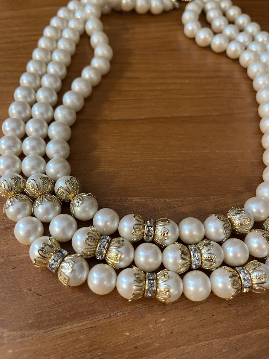 Pearl and hotsell rhinestone necklace