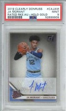2019 Clearly Donruss CAJAM Ja Morant Rated Rookie Auto Holo Gold /10 PSA 9 