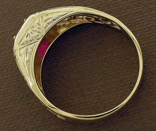 R140 Genuine 9K Solid Gold Natural Ruby Filigree Scroll Solitaire Ring in yr siz - Picture 2 of 5