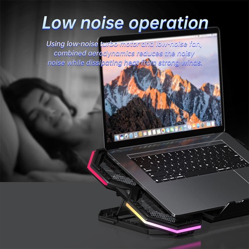 Gaming Laptop Stand with 6 Quiet Fans Height Adjustable for Up To 21 Inch Laptop - Bild 10 von 11