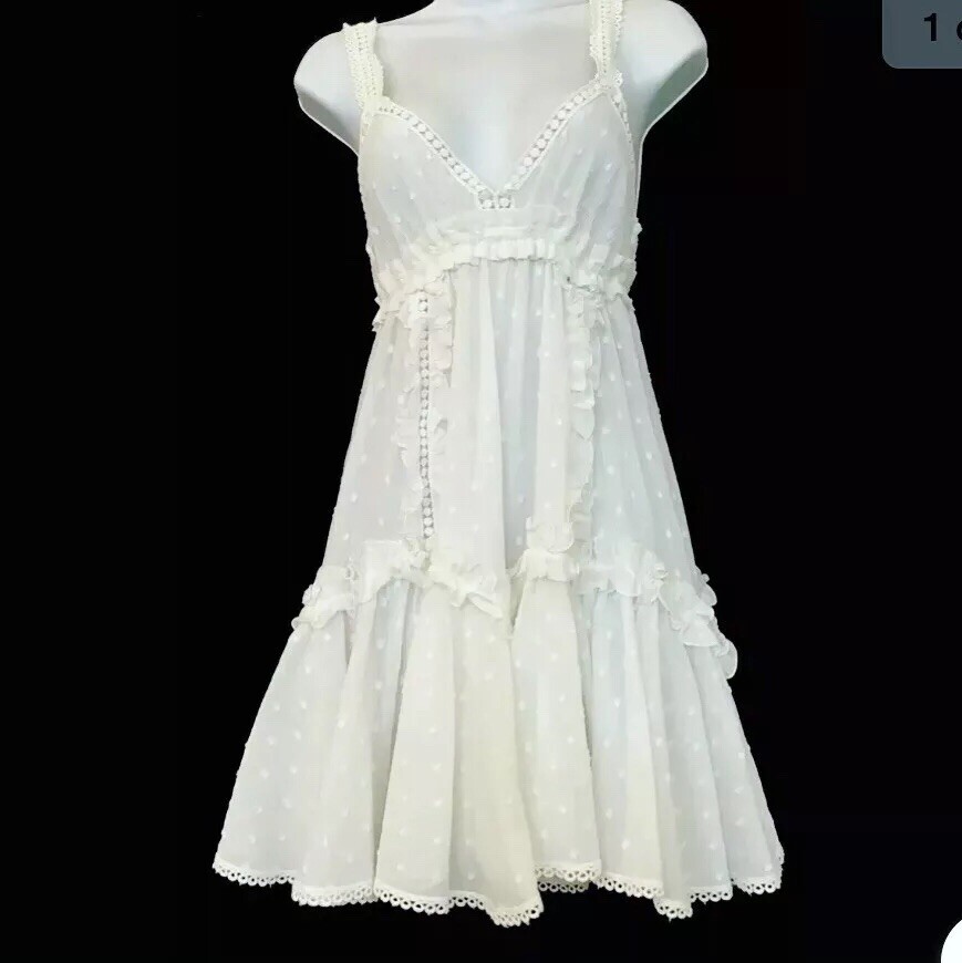 CHIO White Cotton Embroidered Sundress with Umpire Waist - Size S-image