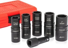 NEIKO 02287B 6-Pc 1/2in Drive Impact Socket Set 10 SAE & Metric Sizes Thin Wall