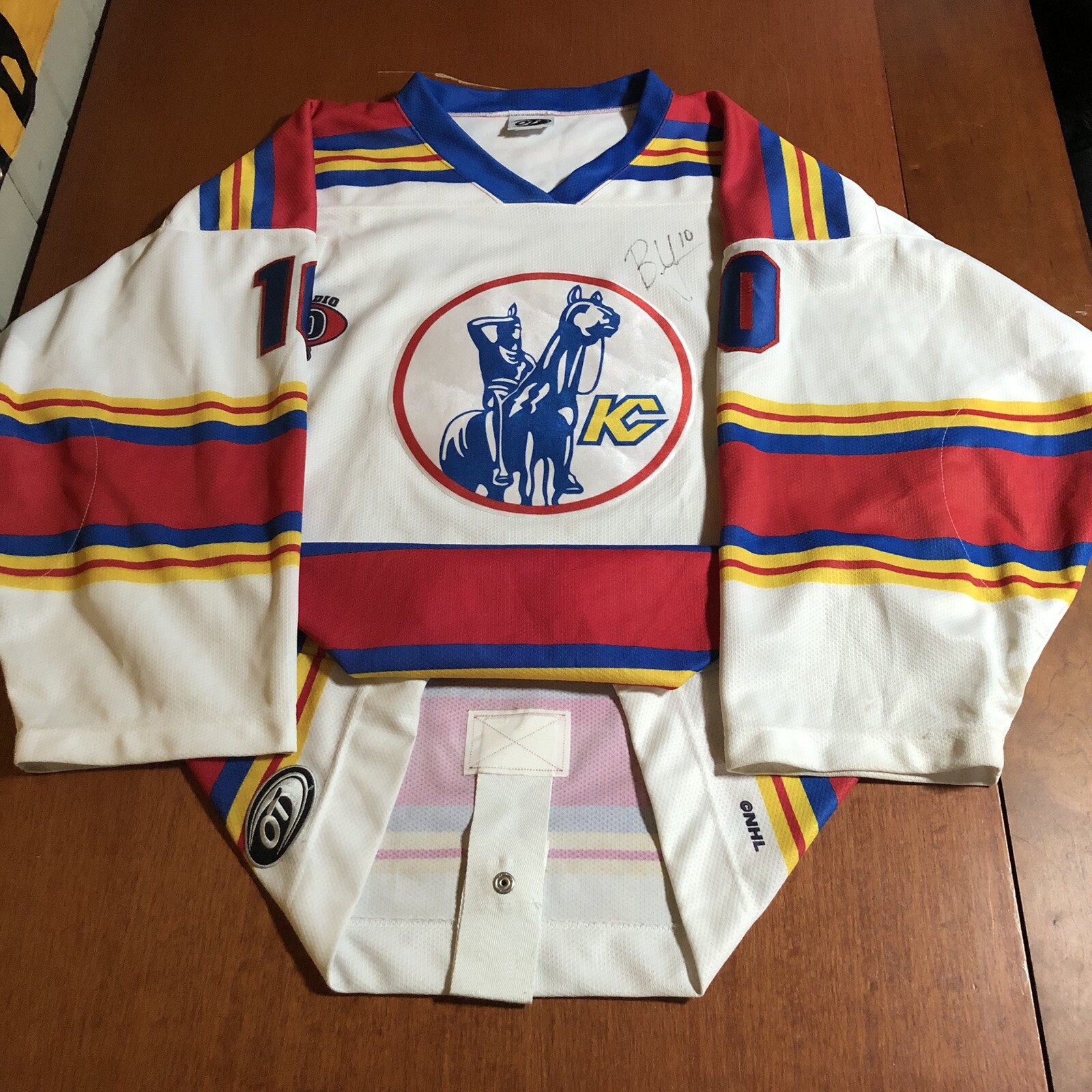 Game Worn Kansas City Blades IHL Hockey Jersey Used Vintage Scouts