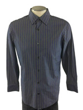 Banana Republic Slim Fit Button Shirt M 15 15.5 Purple Blue Stripe Flip Cuff Men