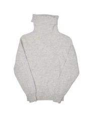 Vintage Angora Sweater Womens M Grey Turtleneck Lambswool Pullover Essentials
