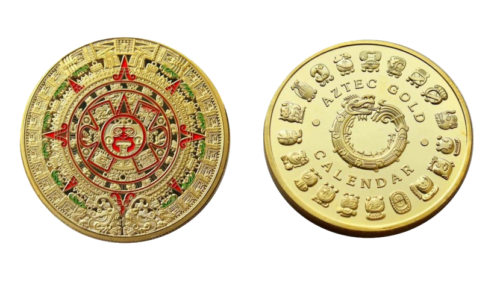Moneda de desafío simbólica del calendario de profecía maya azteca - Imagen 1 de 3