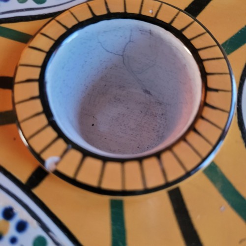 Vintage Art Decò porcellana francese Faience Encrier o calamaio triangolare anni '30 /LEGGI - Foto 5 di 24