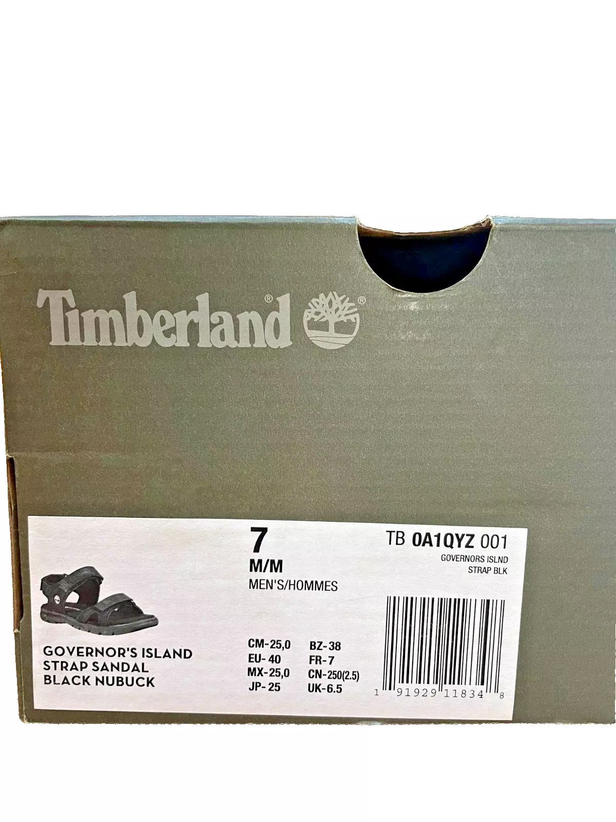 Sandali Timberland uomo taglia 7 M M cinturino Governer's Island nero nabuk
