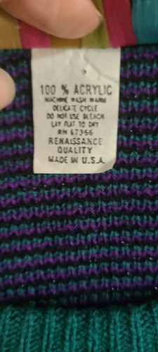 Vintage Kitschy Acrylic Sweater Geometric Pattern Oversized XL Carolina Colours - Picture 7 of 12