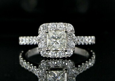 $7500 Neil Lane 14K White Gold Princess Cut Round Diamond