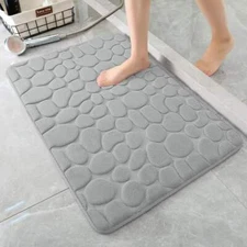 Upholstery Washable Bath Rugs Cobblestone Embossed Bathroom Bath Mat Memory Foam