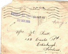 GB WW1 Cover Unusual DATED CENSOR Military Naval Scotland Edinburgh 1918 39b.4