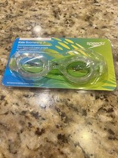 New Kids Speedo Swim Goggles Boomerang Jr. Clear Anti-Fog Flex Soft Frame Green