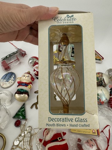 40 Pc Lot Vintage Christmas Ornaments Flocked Santa, Nativity, Glass NEW & USED - Picture 2 of 24