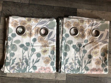 Next Blue Green NORDIC Floral EYELET FULLY Lined Curtains 117xx225 cm ( 46x88" )