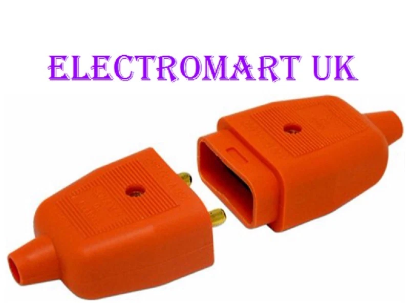2 PIN ORANGE RUBBER LAWNMOWER STRIMMER GARDEN PLUG SOCKET CONNECTOR 10A AMP - Image 1 of 1