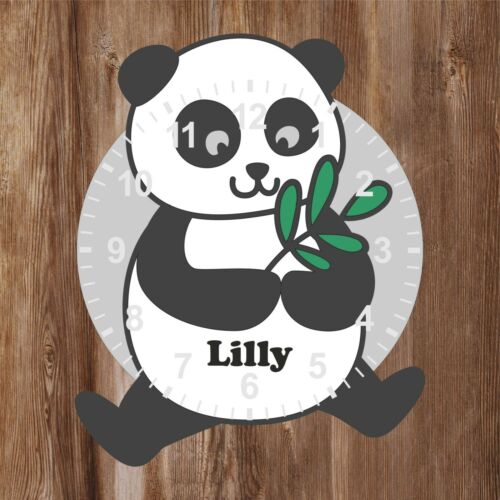 Unique Panda Shaped Kids Clock - Personalised with Any Name - Perfect Gift - Afbeelding 1 van 1