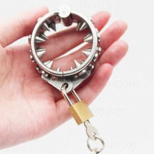 Stainless Steel Ball Stretcher Spiked Penis Cock Ring Scrotum Pendant Delay Male